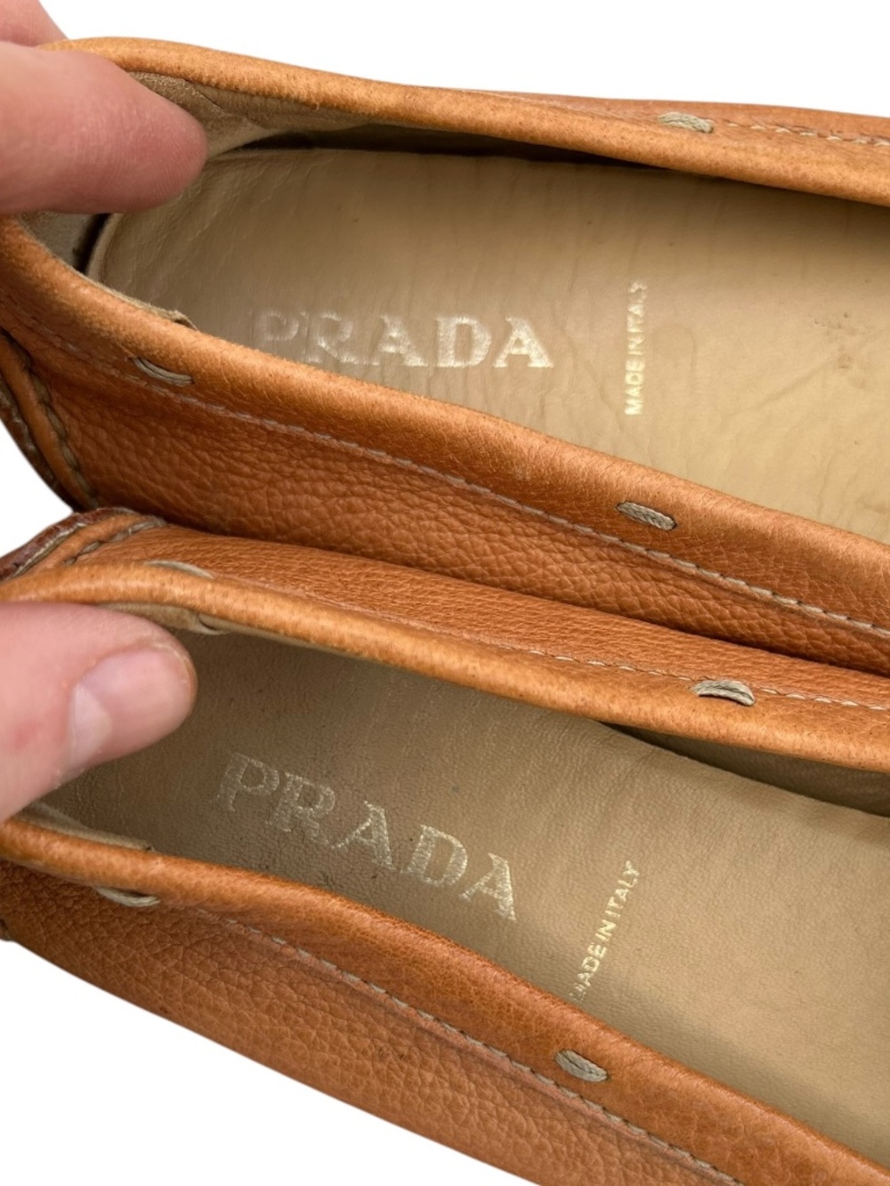 Prada Italy all weather leather tine buckle driving loafers shoes 38 1/2 8 1/2 - Picture 4 of 8